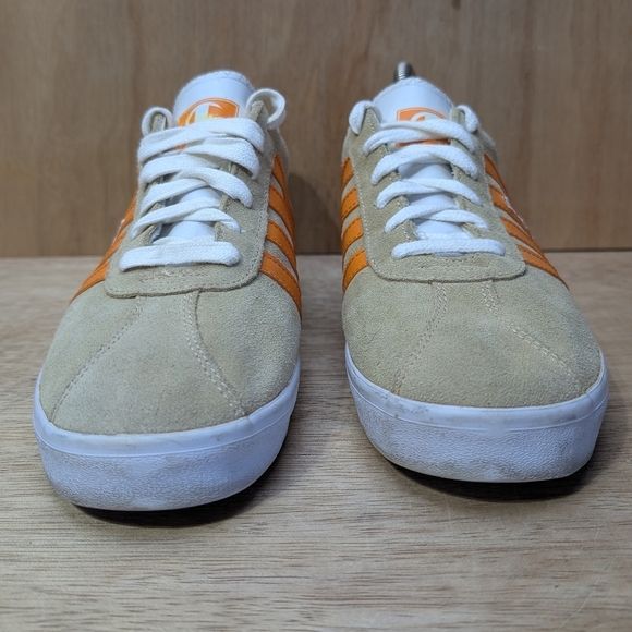 Vintage Champion Suede Shoes Women's 9 Tan Orange Stripes White Classic Y2K - Picture 3 of 12